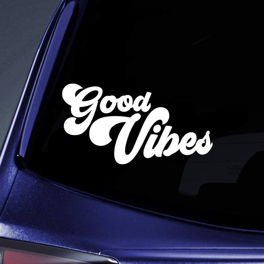 Good Vibes White Graphic Vinyl Decal Car Truck Windows laptop notebook
