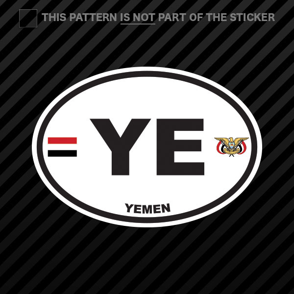 Yemen Oval Sticker Self Adhesive Vinyl Yemeni Country Code euro YE v2