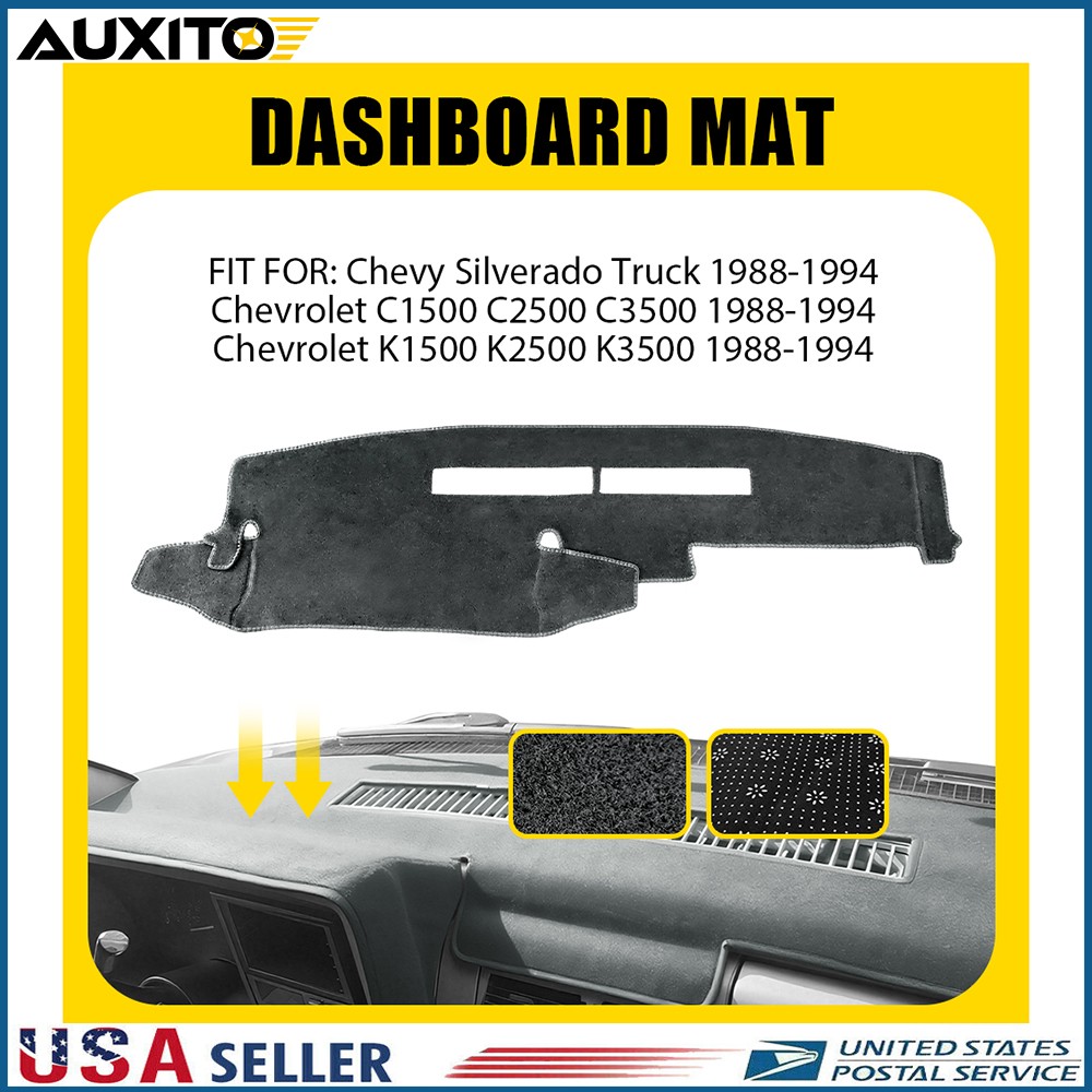For Chevy K1500 K2500 K3500 1988-1994 Gray Black Dash Mat Dashboard Cover Mat