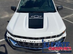 For Chevy Silverado 1500 Center Hood Graphics Vinyl Stripes Decals Sticker 19-23