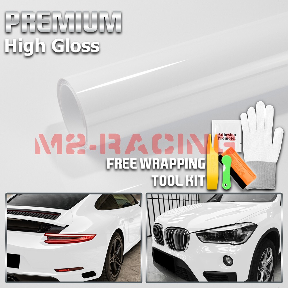 High Gloss Glossy White Car Vinyl Wrap Sticker Decal Sheet Film DIY Air Release