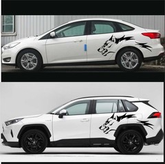 2Pcs Wolf Fashion Car Stickers Door Side Vinyl Decals 130cm*45cm Universal Black