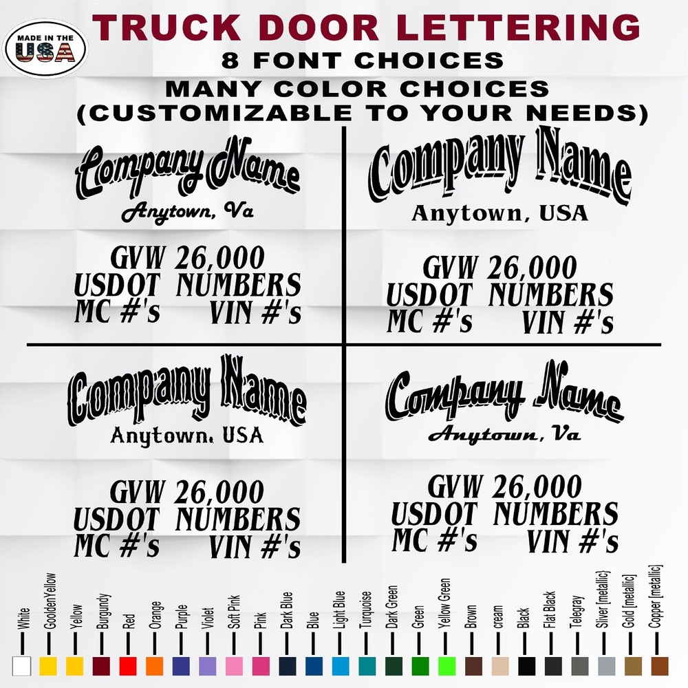 Cbcdecals- Custom Truck Door Lettering Business Name Truck Door Lettering