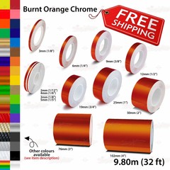 BURNT-ORANGE CHROME Roll PIN STRIPE PinStriping Line TAPE Decal Vinyl Stickers