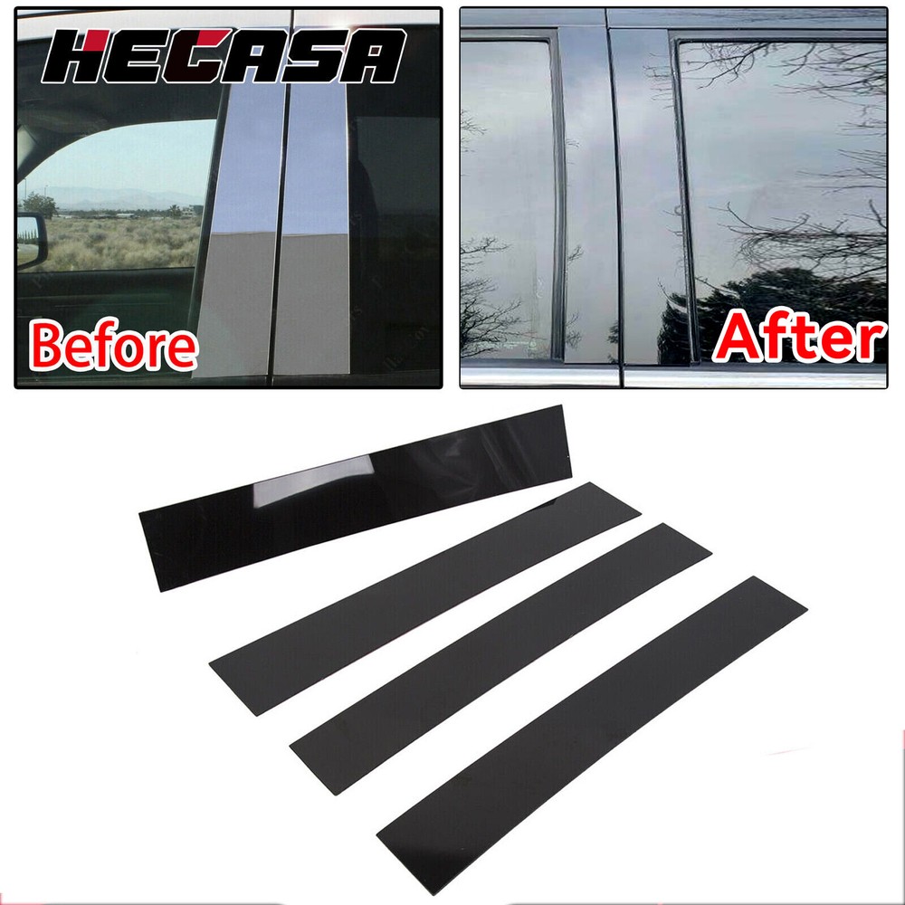 For 2007-13 2014 Cadillac Escalade Black B-Pillar Posts Door Window Trim Cover A