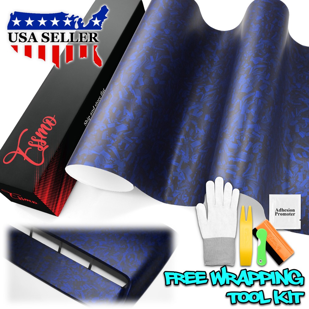 ESSMO PET Marble Forged Matte Carbon Fiber Royal Blue Car Vehicle Vinyl Wrap