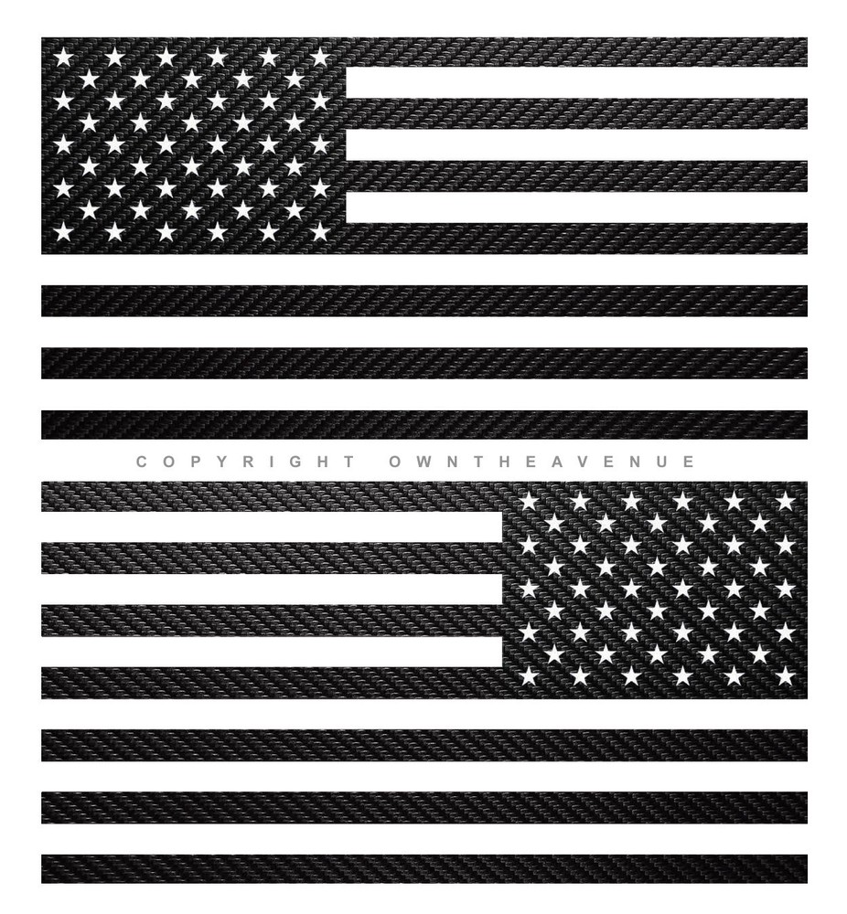 2Pcs Left & Right USA American Flag Carbon Fiber Vinyl Decal Stickers 5″