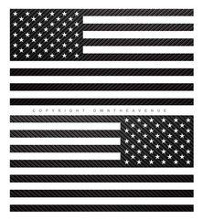 2Pcs Left & Right USA American Flag Carbon Fiber Vinyl Decal Stickers 5″