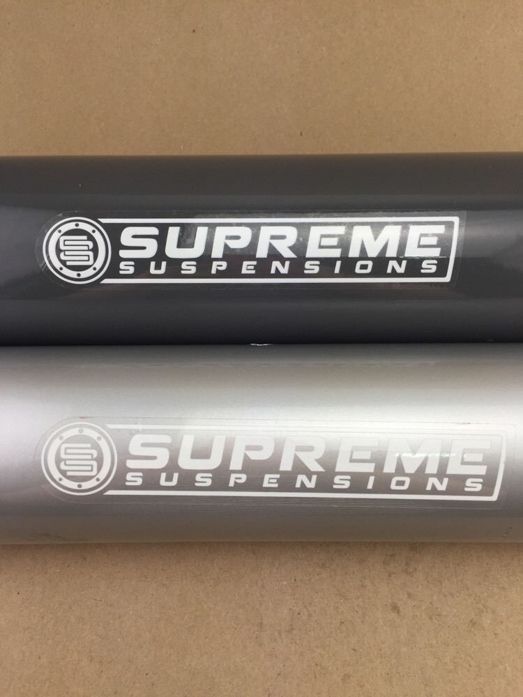 2 Pack Supreme Suspensions Racing Decals Stickers 1.5″ x 8″ White Letters Vinyl