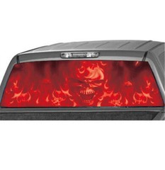 Rear Window Flame Skull Graphic Sticker Waterproof Fit For Ford F150 1999-2022