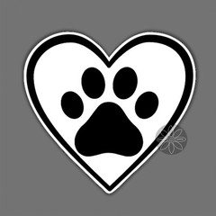pet paw print heart black and white dog cat vinyl sticker bumper stickers 92 mm