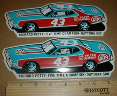 2 VTG Richard Petty 1974 Dodge Charger STP Daytona NASCAR Racing Sticker Decals