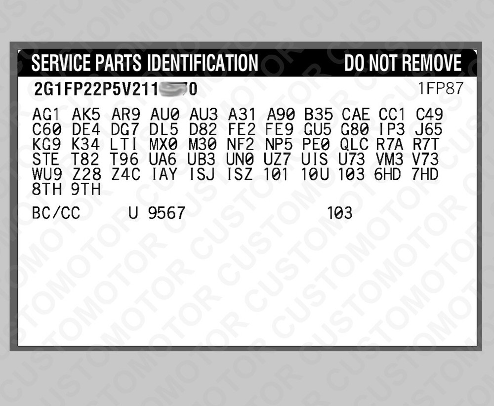 GM 1997 Replica Duplicate SPI SERVICE PARTS IDENTIFICATION Label Sticker