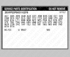 GM 1997 Replica Duplicate SPI SERVICE PARTS IDENTIFICATION Label Sticker