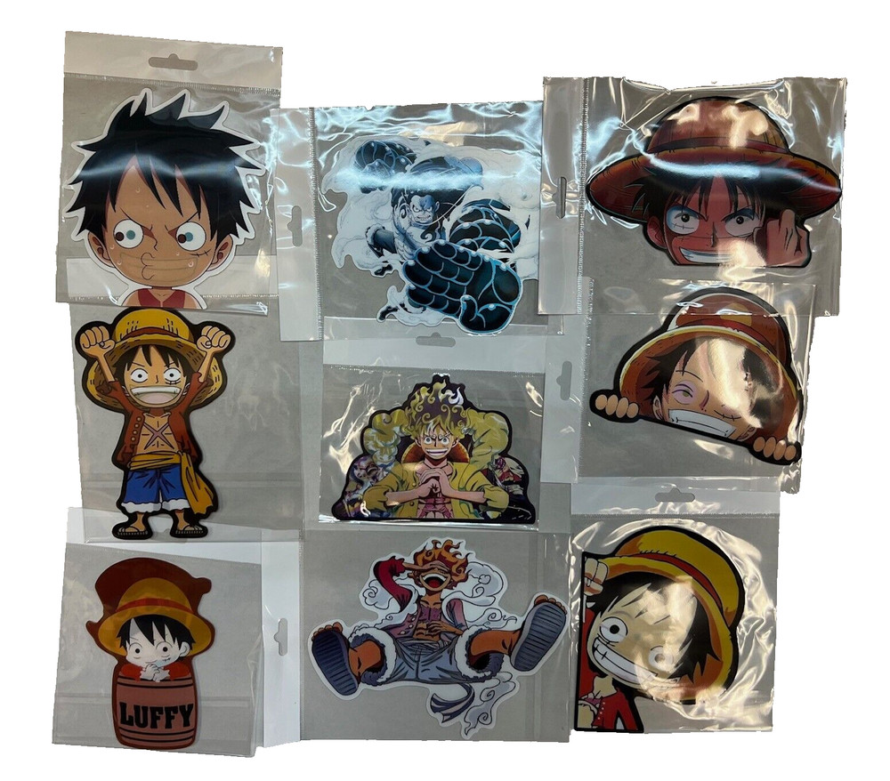 ONE PIECE LUFFY LENTICULAR STICKER LOT OF 9 ANIME LAPTOP CAR DECORATION ~5″