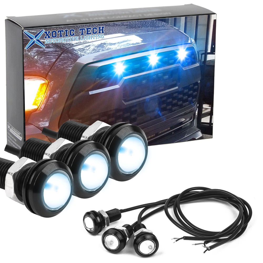 3x Raptor Style Universal Ice Blue LED Grille Mark Light for Truck SUV Pick up