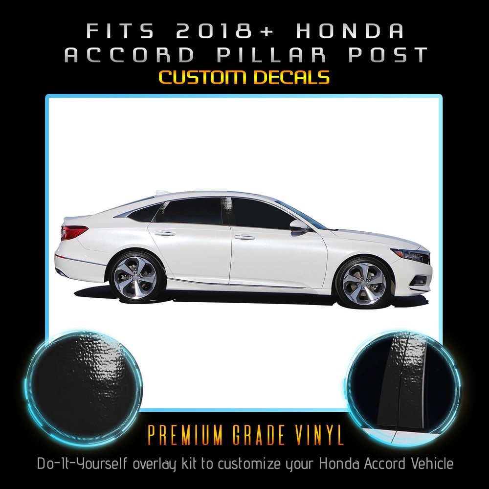 For 2018-2021 Honda Accord Window Pillar Trim Pre Cut Overlay Kit – Glossy Vinyl