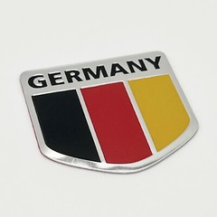 Germany Flag Car Emblem Badge Decal Deutschland Sticker 2″x 2.25” Aluminum NEW