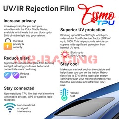 TPU Essmo Security Black Smoke Glass Sunroof VLT70% UV99% Windshield Sunshade