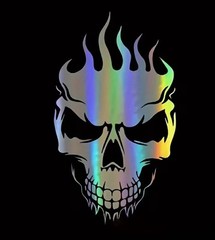 Holographic Laser SKULL GOTH SKELETON 6” Inch Vinyl Decal Sticker 1PC