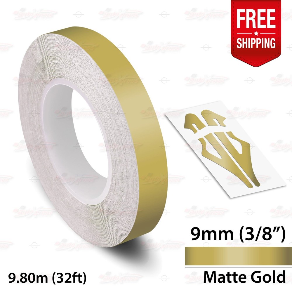MATTE GOLD 3/8″ 9mm Roll PIN STRIPE Car Striping Line TAPE Decal Vinyl Sticker