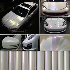 Stretch / Car Wrap Matte Satin Chrome Pearl White Chameleon Vinyl PVC Sticker HD