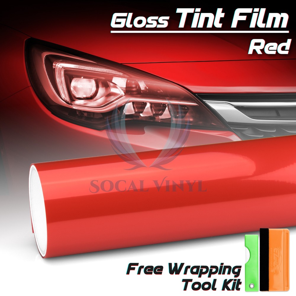 Gloss Red Color Headlights Taillight Auto Protective Lights Lamp Tint Film Vinyl