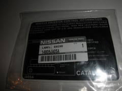 2007 NISSAN ALTIMA 2.5L OEM NEW EMISSION LABEL 14805JA05A