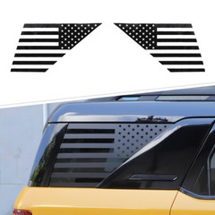 2pcs Rear Side Window Stickers w/ US Flag Decor for Bronco Sport 2021-2024 Black