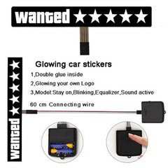 Windshield Electric Wanted Car LED Window Stickers for JDM Glow Panel Decoration