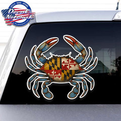 Maryland Flag Blue Crab Full Color Vinyl Decal Set of 2 Facing 4″x 5″ vehicle