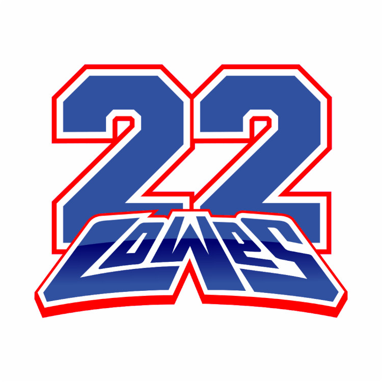SW Gloss Laminate sticker of the number 22 for rider Alex Lowes – Medium Pair