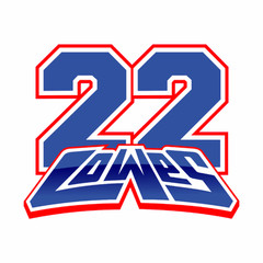 SW Gloss Laminate sticker of the number 22 for rider Alex Lowes – Medium Pair