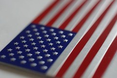 (8 Pack) Aluminum US American Flag Sticker Decal | Auto Car Emblem 3.15″x1.75″