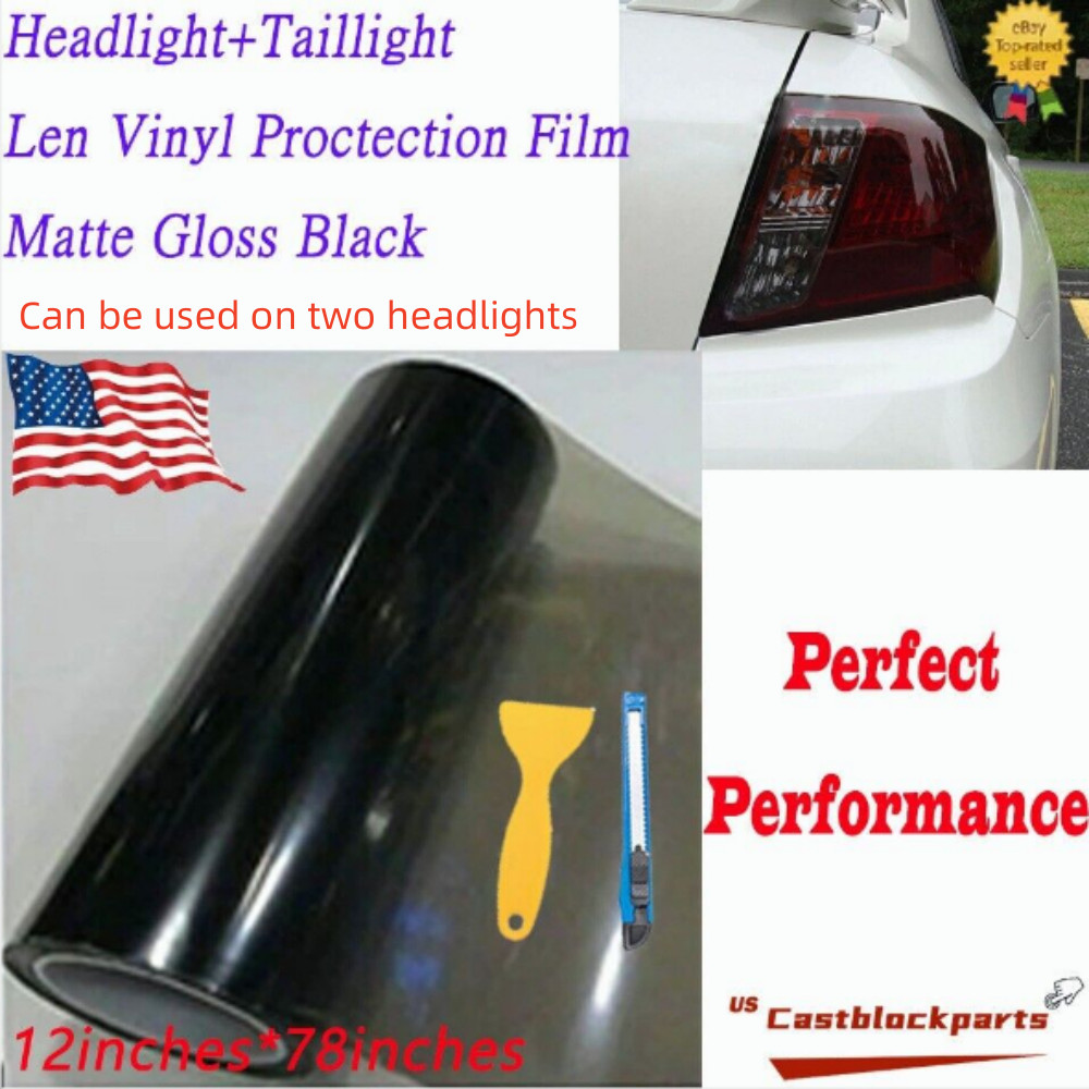 Matte Gloss Black Lens Vinyl Film Protection Film For Headlight Taillamp 12″x78″