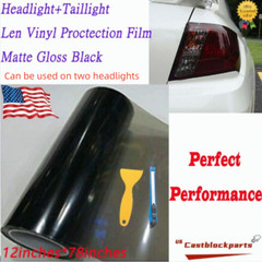 Matte Gloss Black Lens Vinyl Film Protection Film For Headlight Taillamp 12″x78″