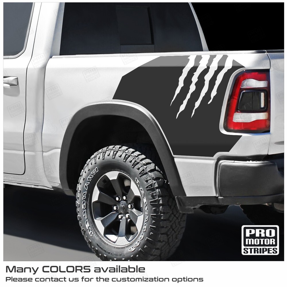 Dodge RAM 1500 Rebel 2019-2023 Rear Quarter Bed Claw Rips Decals (Choose Color)