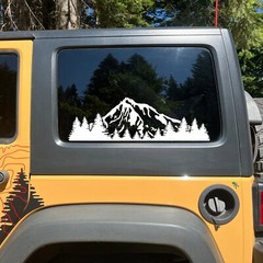 Mountain & Tree Decal for Jeep Wrangler Unlimited JKU Rear Side Window 2007-2018