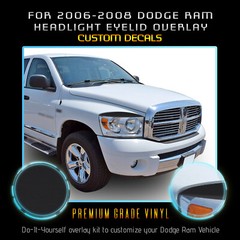 For 2006-2008 Dodge Ram Headlight Eyelid Graphic Decals – Flat Matte Vinyl