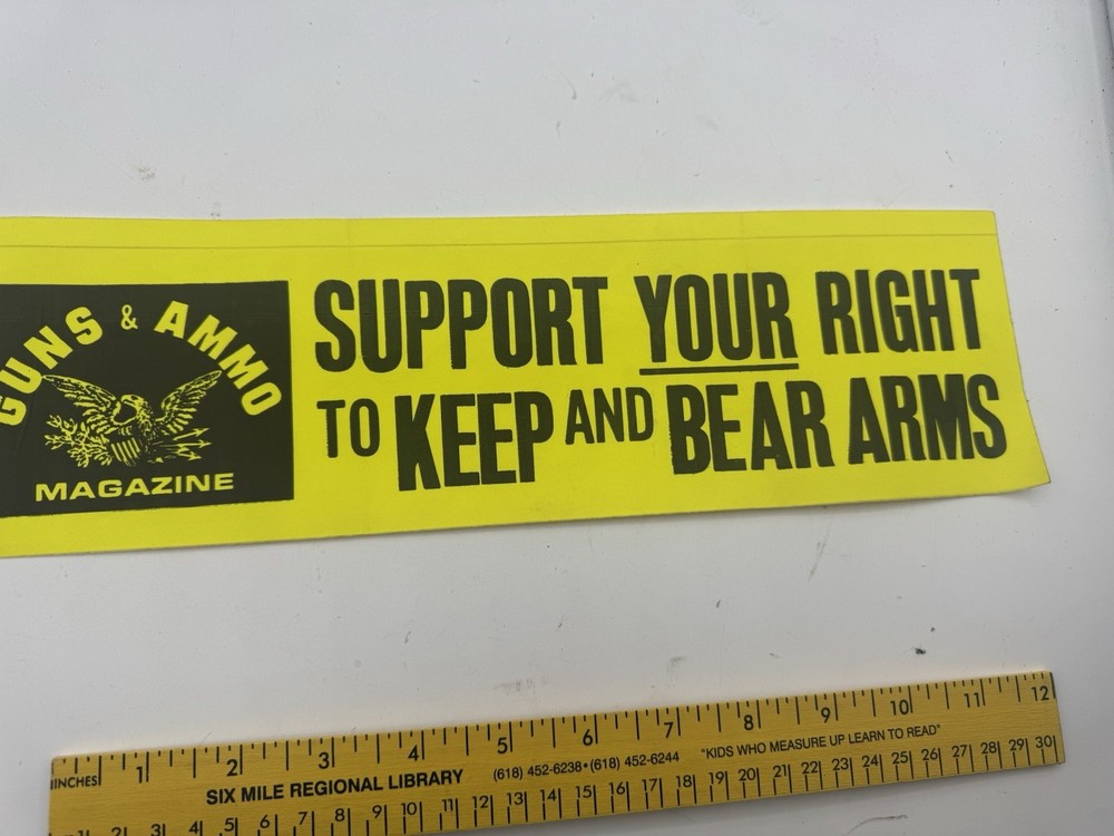 Vintage GUNS & AMMO right To Bear Arms Bumper Sticker