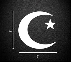Islam Muslim Crescent Logo Moon Star Decal Sticker Choose Color and Size P1045