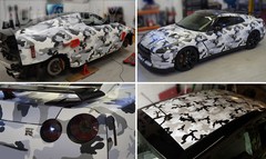 Snow Camo Camouflage Vinyl Film Wrap Decal Air Bubble Free Black White Gray