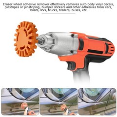 4PCS Decal Remover Eraser Wheel Tool Kit with Drill Adapter, 4 Inch Yellow
