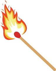 3” Match Sticker Flame Fire Burn Burning Smoke Light Lighter Bright Orange