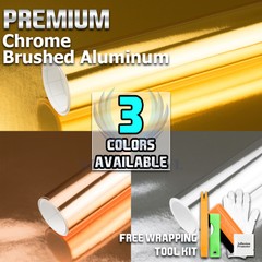 Premium Chrome Brushed Aluminum Steel Car Vinyl Wrap Sticker Decal Air Release