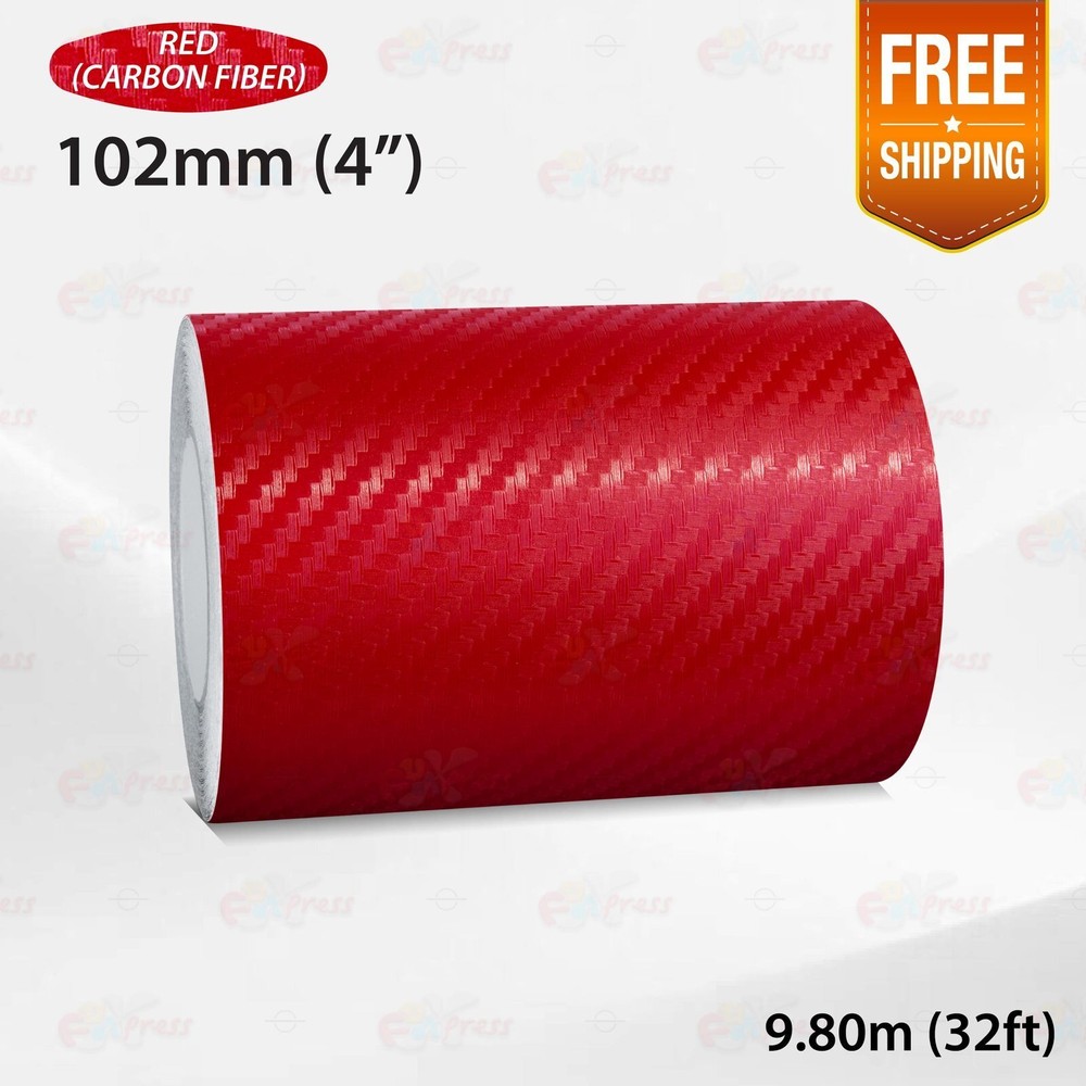 CARBON FIBER RED 4″ 102mm PIN STRIPE Car Model Streamline TAPE Vinyl Sticker