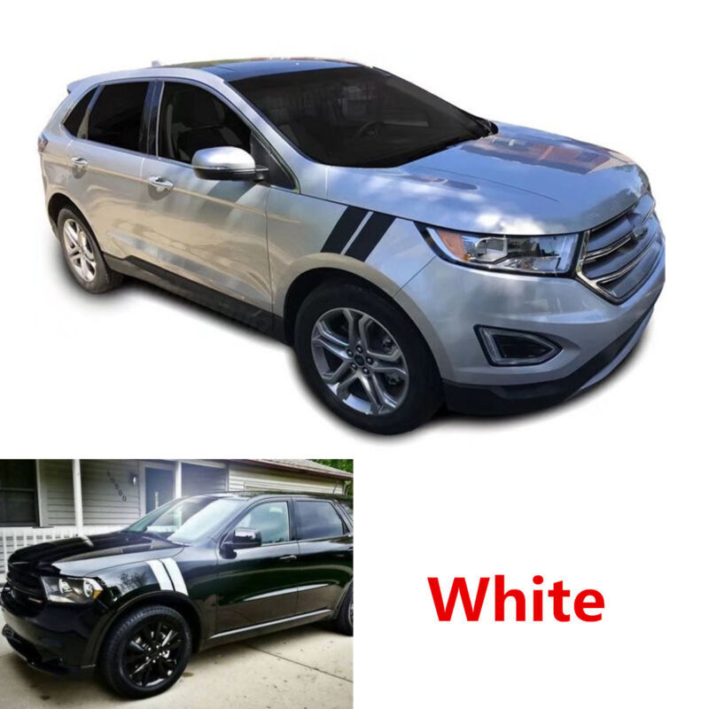 4x White Stripe Car Wheel Fender Sticker Vinyl Graphic Decal 56x10cm Universal