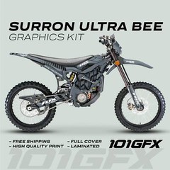 Surron Ultra Bee Graphics Kit FOX RACE LINE Grey Black Decals Stickers