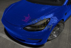 PET Damascus Steel Forged Gloss Royal Blue Car Vinyl Wrap Decal Sticker Film