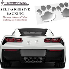 4 PCS 3D Sliver Dog Paw Car Decal Auto Bumper Window Laptops Decor Emblem Decal